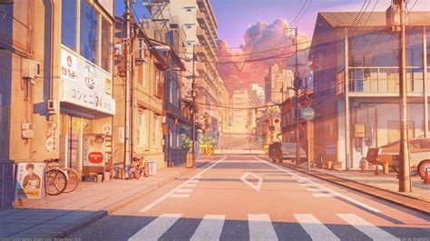 anime street background|aesthetic anime street wallpaper.